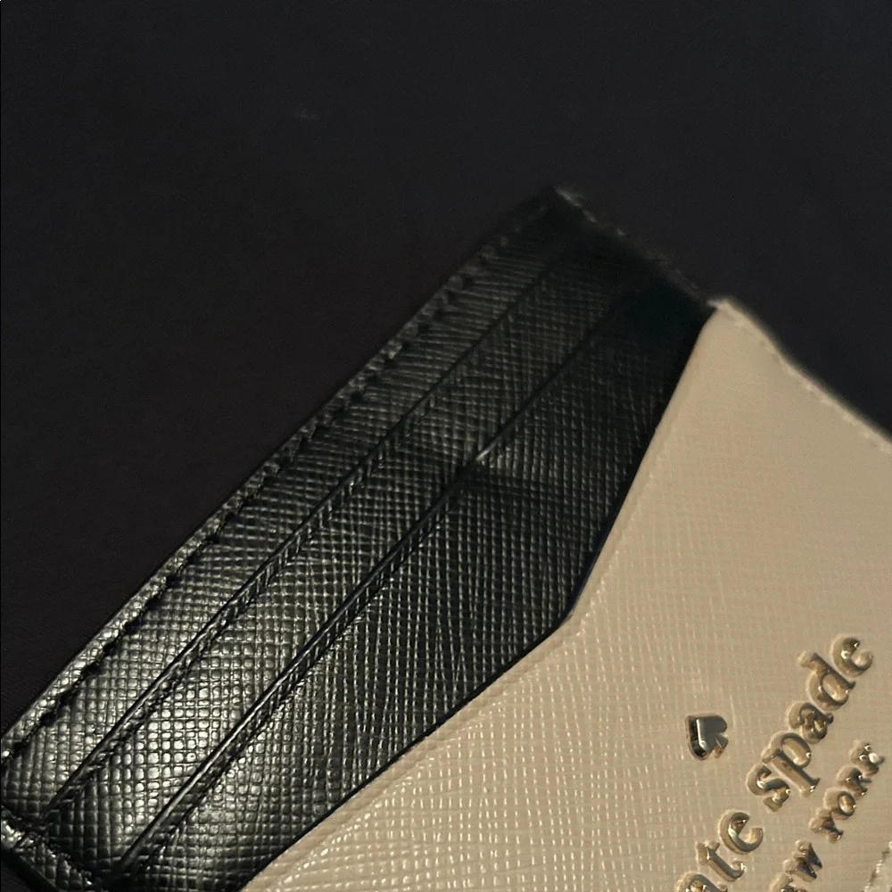 Kate Spade Black/Toasted Hazelnut Staci Saffiano Leather Slim Card Holder